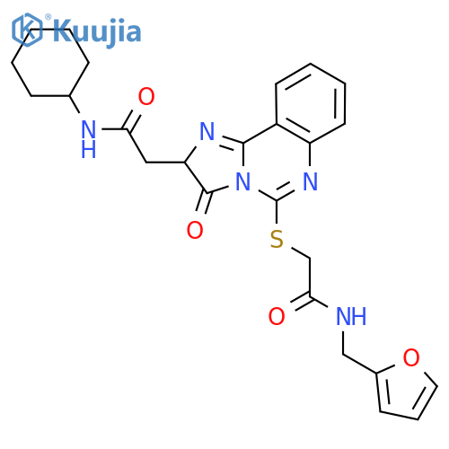 2-({2-(cyclohexylcarbamoyl)methyl-3-oxo-2H,3H-imidazo1,2-cquinazolin-5-yl}sulfanyl)-N-(furan-2-yl)methylacetamide structure