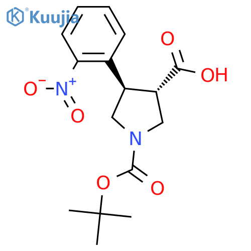 (3R,4S)-1-(tert-Butoxycarbonyl)-4-(2-nitrophenyl)pyrrolidine-3-carboxylic acid structure