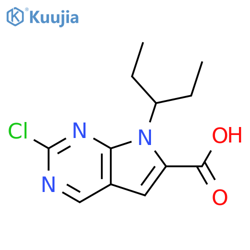 2-Chloro-7-(pentan-3-yl)-7H-pyrrolo[2,3-d]pyrimidine-6-carboxylic acid structure