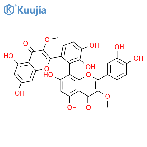8-[6-(5,7-dihydroxy-3-methoxy-4-oxo-4H-chromen-2-yl)-2,3-dihydroxyphenyl]-2-(3,4-dihydroxyphenyl)-5,7-dihydroxy-3-methoxy-4H-chromen-4-one structure