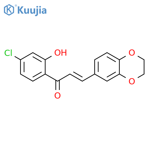 (2E)-1-(4-chloro-2-hydroxyphenyl)-3-(2,3-dihydro-1,4-benzodioxin-6-yl)prop-2-en-1-one structure