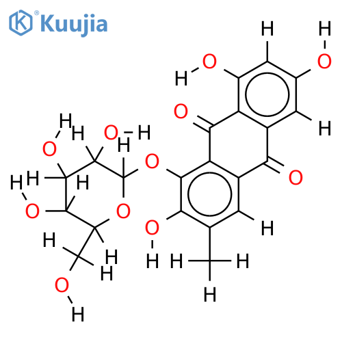 1,2,6,8-tetrahydroxy-3-methylanthraquinone 1-O-beta-D-glucopyranoside structure