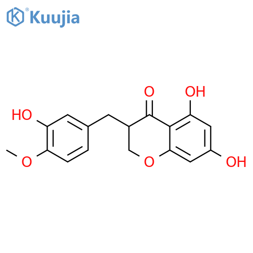3-(3-hydroxy-4-methoxybenzyl)-5,7-dihydroxychroman-4-one structure