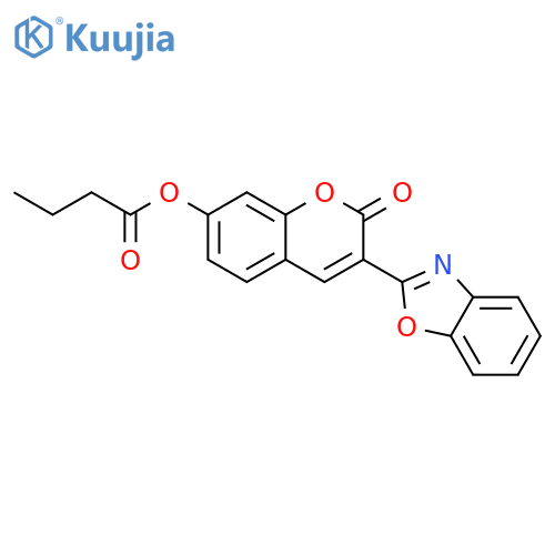 Butanoic acid, 3-(2-benzoxazolyl)-2-oxo-2H-1-benzopyran-7-yl ester structure