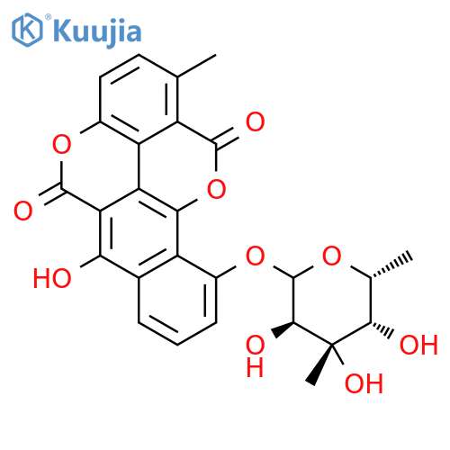 Benzo[h][1]benzopyrano[5,4,3-cde][1]benzopyran-5,12-dione,10-[(6-deoxy-3-C-methyl-b-D-galactopyranosyl)oxy]-6-hydroxy-1-methyl- (9CI) structure