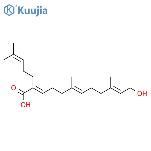 2,6,10-Dodecatrienoic acid, 12-hydroxy-6,10-dimethyl-2-(4-methyl-3-penten-1-yl)-, (2E,6E,10E)- structure
