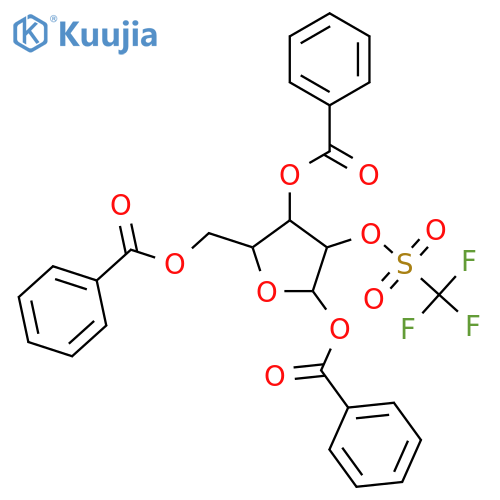1,3,5-Tri-O-benzoyl-2-O-(trifluoromethanesulfonyl)-a-D-ribofuranose structure