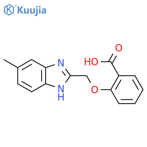 2-((5-methyl-1H-benzo[d]imidazol-2-yl)methoxy)benzoic acid structure