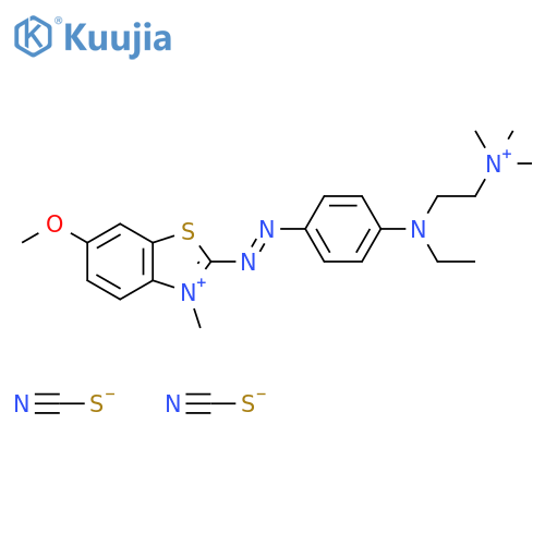 2-((4-(Ethyl(2-(trimethylammonio)ethyl)amino)phenyl)azo)-6-methoxy-3-methylbenzothiazolium dithiocyanate structure