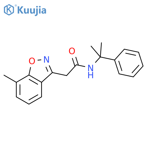 2-(7-methyl-1,2-benzoxazol-3-yl)-N-(2-phenylpropan-2-yl)acetamide structure