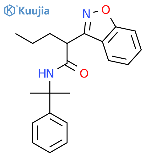 2-(1,2-benzoxazol-3-yl)-N-(2-phenylpropan-2-yl)pentanamide structure