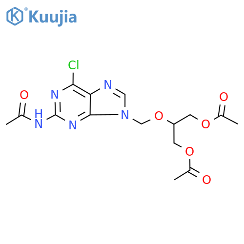 N-9-2-(Acetyloxy)-1-(acetyloxy)methylethoxymethyl-6-chloro-9H-purin-2-yl-acetamide structure