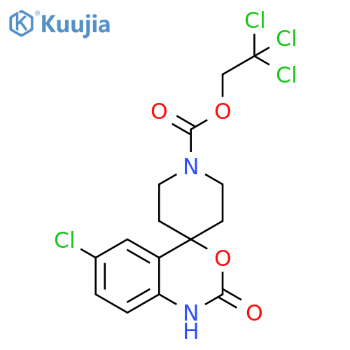 2,2,2-Trichloroethyl 6-chloro-1,2-dihydro-2-oxospiro[4H-3,1-benzoxazine-4,4′-piperidine]-1′-carboxylate structure