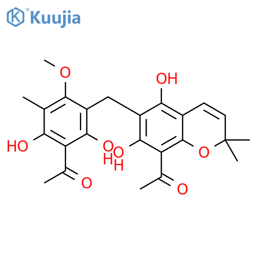 Ethanone,1-[3-[(8-acetyl-5,7-dihydroxy-2,2-dimethyl-2H-1-benzopyran-6-yl)methyl]-2,6-dihydroxy-4-methoxy-5-methylphenyl]- structure