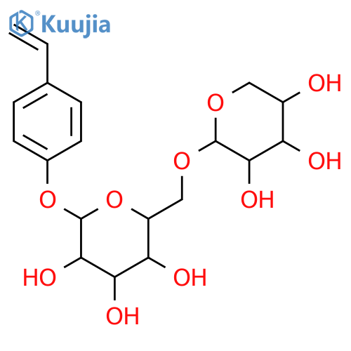 4-ethenylphenyl 6-O-alpha-L-arabinopyranosyl-alpha-D-glucopyranoside structure