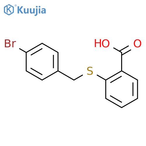 Benzoic acid, 2-[[(4-bromophenyl)methyl]thio]- structure