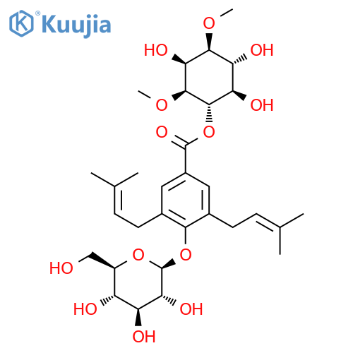 [(1S,2R,3R,4S,5S,6S)-2,3,5-Trihydroxy-4,6-dimethoxycyclohexyl] 3,5-bis(3-methylbut-2-enyl)-4-[(2S,3R,4S,5S,6R)-3,4,5-trihydroxy-6-(hydroxymethyl)oxan-2-yl]oxybenzoate structure