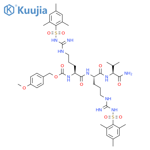 L-Valinamide, N5-[imino[[(2,4,6-trimethylphenyl)sulfonyl]amino]methyl]-N2-[[(4-methoxyphenyl)methoxy]carbonyl]-L-ornithyl-N5-[imino[[(2,4,6-trimethylphenyl)sulfonyl]amino]methyl]-L-ornithyl- structure