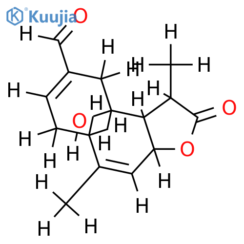 14-oxo-8alpha-hydroxygermacra-1(10)E,4E-dien-6beta,7alpha,11betaH-12,6-olide structure
