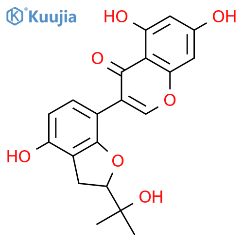 3-[2,3-dihydro-4-hydroxy-2-(1-hydroxy-1-methylethyl)-7-benzofuranyl]-5,7-dihydroxy-4H-1-benzopyran-4-one structure
