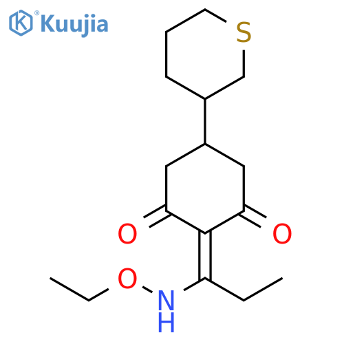1,3-Cyclohexanedione, 2-[1-(ethoxyamino)propylidene]-5-(tetrahydro-2H-thiopyran-3-yl)- structure
