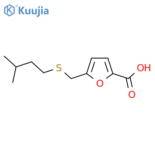 5-{(3-methylbutyl)sulfanylmethyl}furan-2-carboxylic acid structure